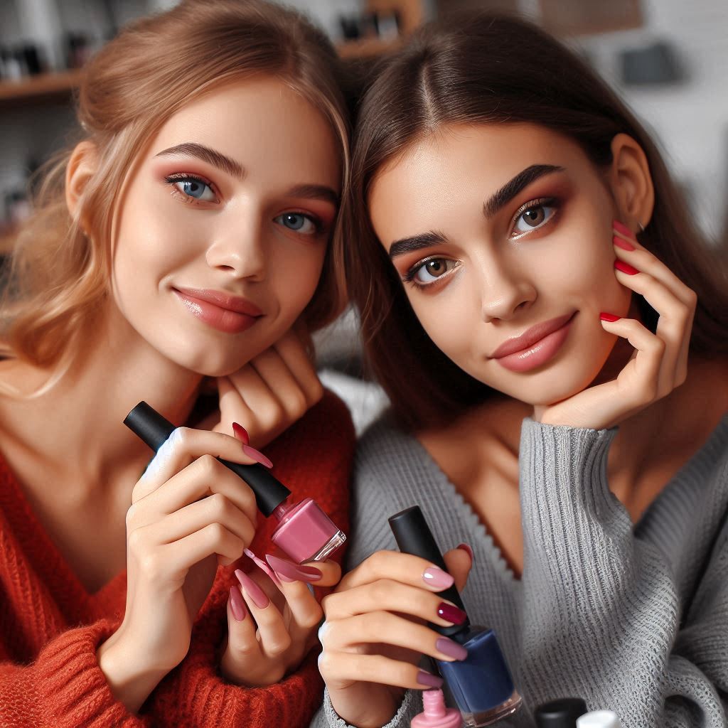 2. young women with fall nail polish colors